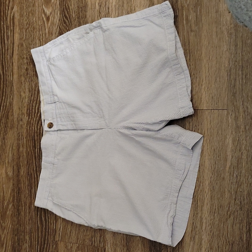 Men's white and blue striped J Crew Shorts, 33 Width